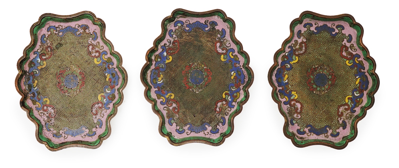 Three Chinese cloisonné enamel stands or trays, 18th century